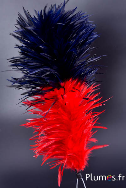 Plumet coq avec anneau -  hauteur 40 cm - rouge-bleu nuit